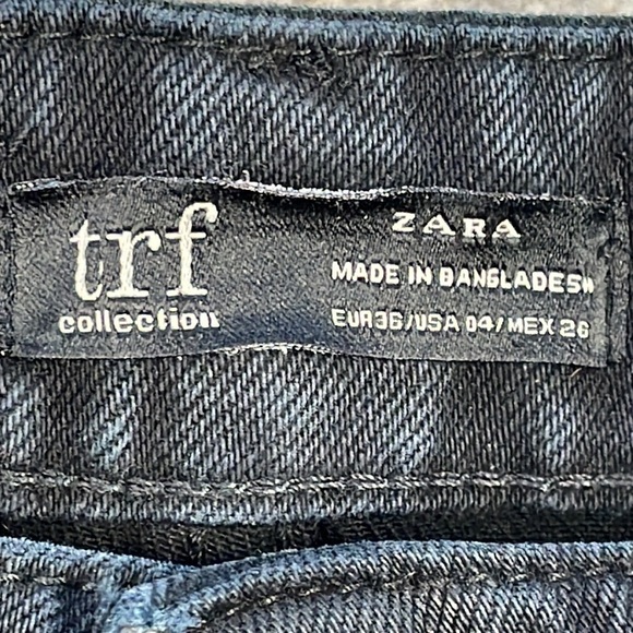 Zara Trf Wide Leg High Rise Baggy Jeans Grunge Goth Black Crop Sz 4 - Picture 11 of 11